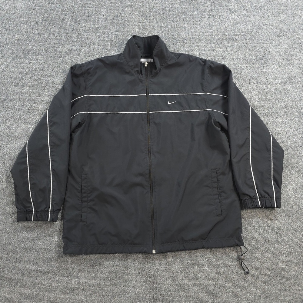 Vintage Nike Jacket Mens XL Black Full Zip Windbreaker Training Running Y2K
